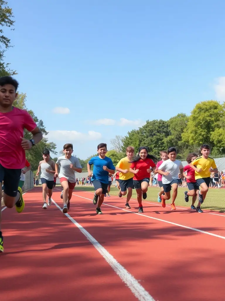 Students participating in a track and field event, showcasing speed and agility.