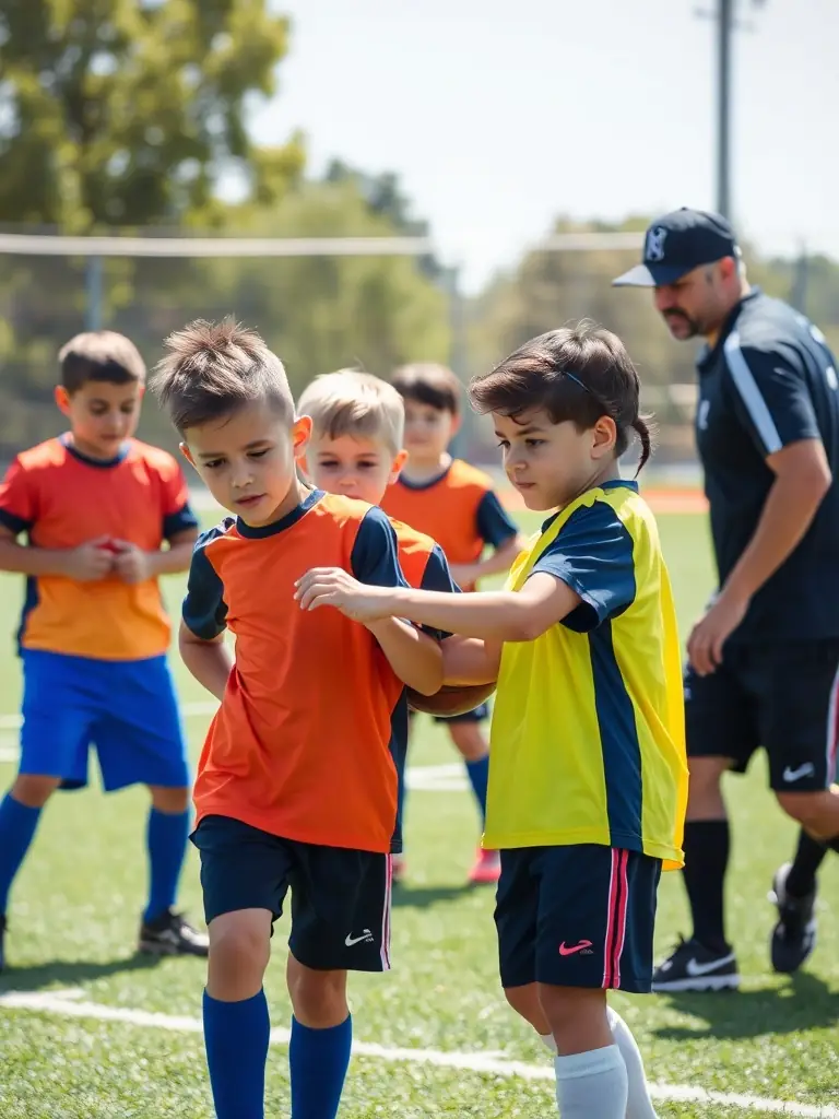 Students engaged in a football training session, demonstrating their skills and passion for the game.