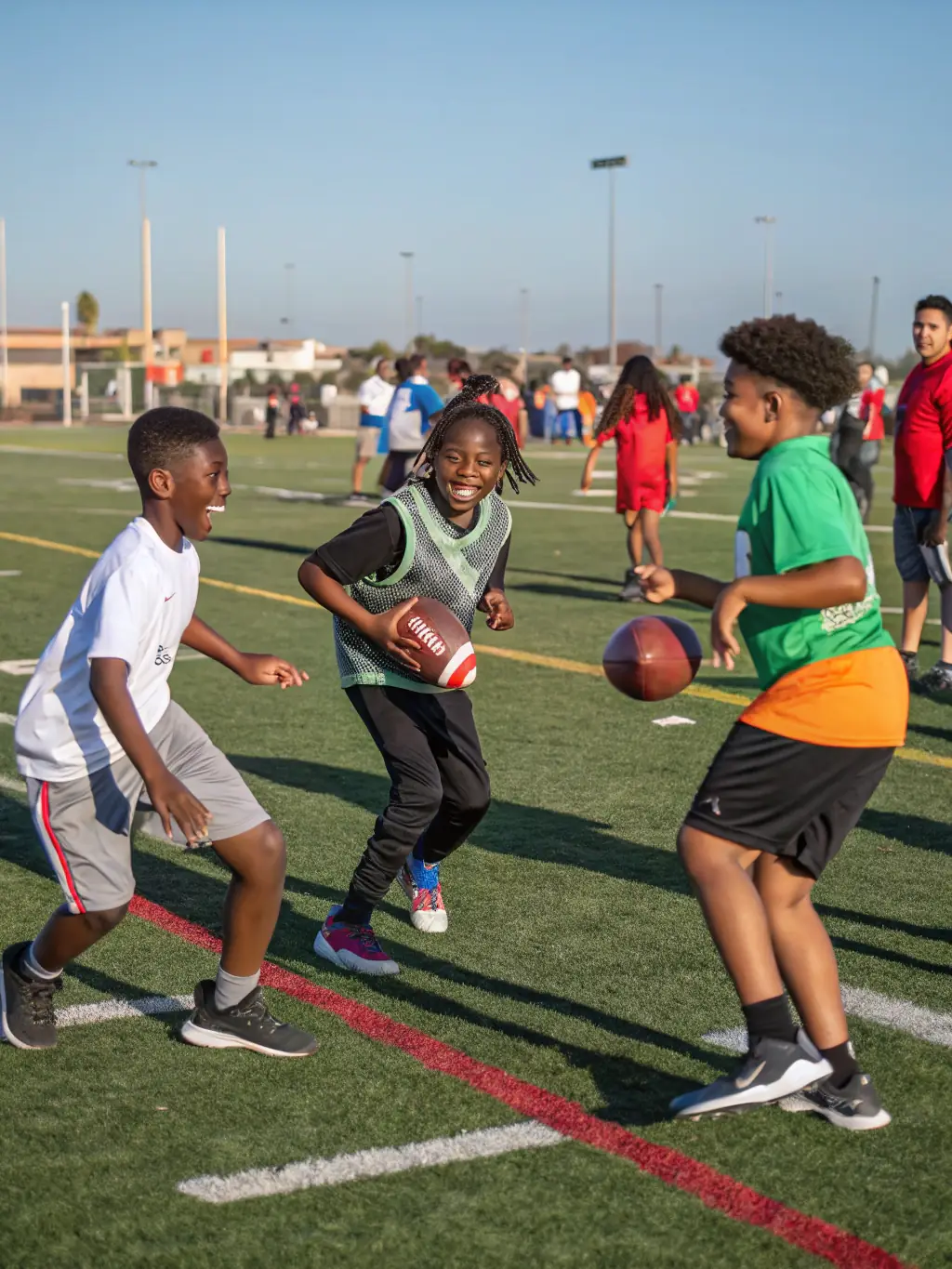 A lively image of students playing football, highlighting the excitement and camaraderie of the sport.