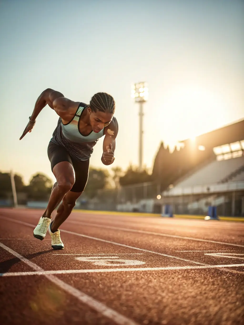 A student athlete smiling confidently while running track, illustrating the personal growth and improved fitness achieved through ASSOCIATION SPORTIVE DU COLLEGE D'ENSEIGNEMENT SECONDAIRE.